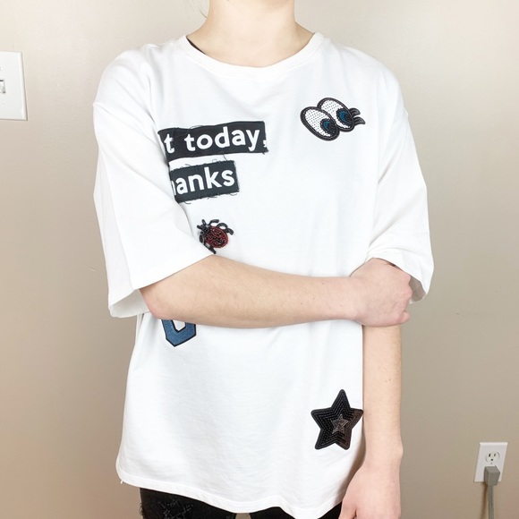 🌹NWT.  Zara oversized tunic with appliqués. - Picture 3 of 8